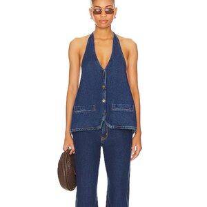 Lioness Dark Blue Denim Halter Top